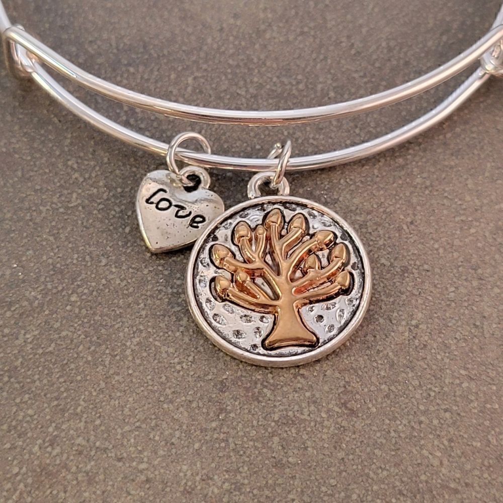 NEW Silver Tree of Life Love Heart Expandable Charm Bracelet - Picture 4 of 6